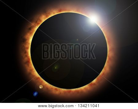 Solar eclipse picture science on black illustration.