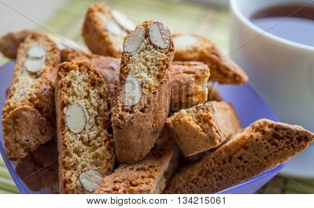 Almond crackers and a cup of tea