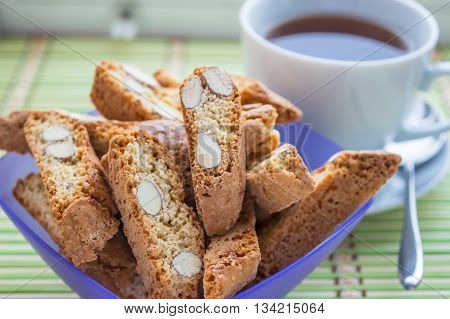 Almond crackers and a cup of tea