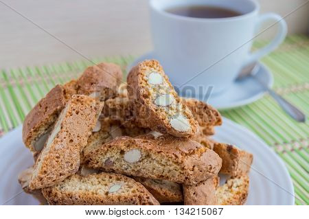 Almond crackers and a cup of tea