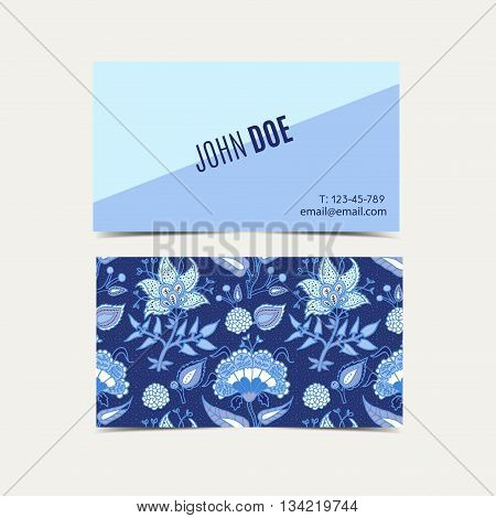 Business cards With vintage floral background. For advertising business websites print