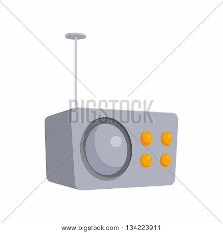 Crey retro style radio receiver icon in cartoon style on a white background