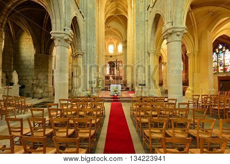 Triel sur Seine France - april 12 2016 : the gothic and renaissance Saint Martin church