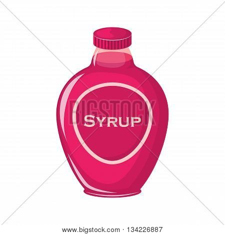 Syrup colorful bottle. Vector illustration in cartoon style