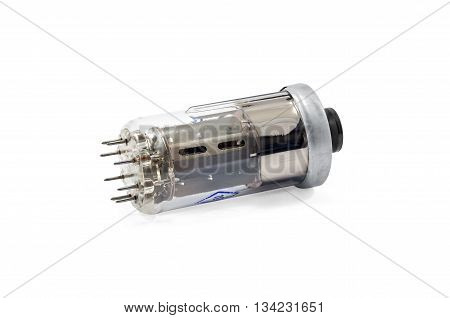 Gain electronic vacuum tube Soviet-made on white background
