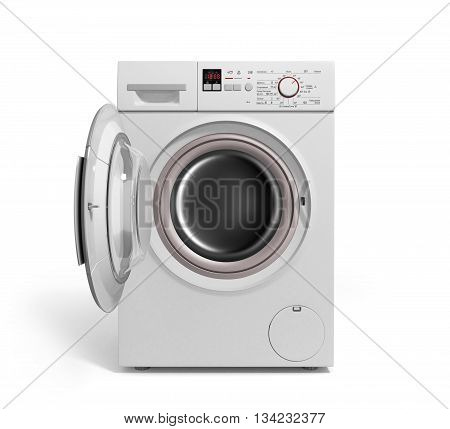 Washing Machine On White Background 3D Illustration