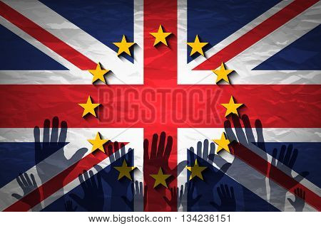 Hand Patterned With The Flag Of The European Community Envelops Another Hand Patterned With The Flag