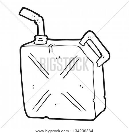 freehand drawn black and white cartoon fuel can