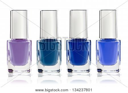 Set of colorful nail polish isolated on white