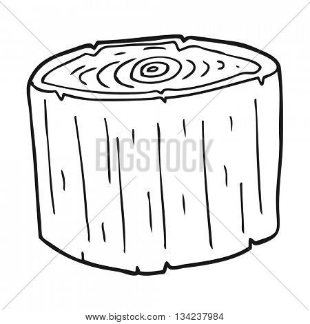 freehand drawn black and white cartoon log