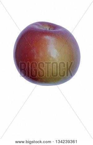 Fuji apple (Malus domestica Fuji). Hybrid between Red Delicius apple and Virginia Ralls Janet apple. Image of single apple isolated on white background