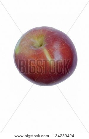 Fuji apple (Malus domestica Fuji). Hybrid between Red Delicius apple and Virginia Ralls Janet apple. Image of single apple isolated on white background