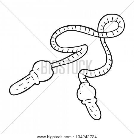 freehand drawn black and white cartoon skipping rope