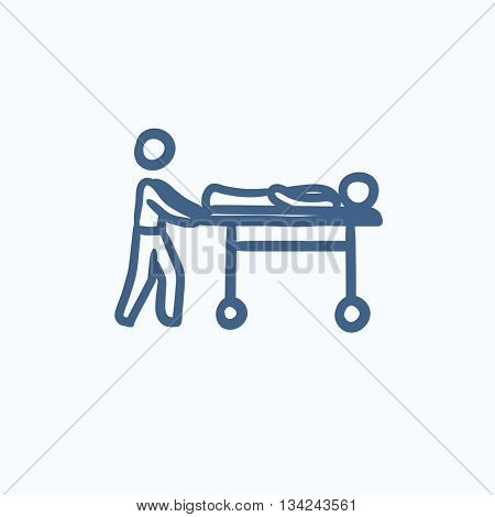Man pushing stretchers vector sketch icon isolated on background. Hand drawn Man pushing stretchers icon. Man pushing stretchers sketch icon for infographic, website or app.