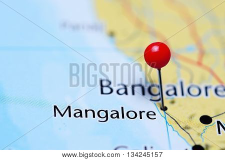 Mangalore pinned on a map of India