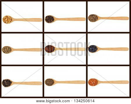 Set of different spices, isolated on white
