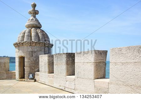 Turret of The Tower of Belem (Torre de Belem), Lisbon, Portugal