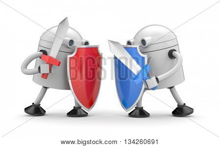 The battle of two robots. 3d illustration