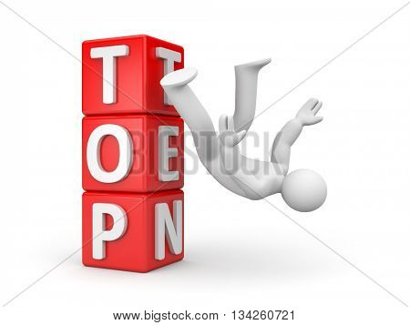 Man falls from the top. 3d illustration