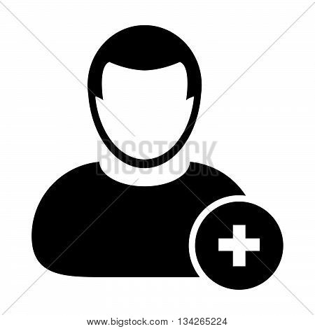 User Icon - Add User in Glyph Vector Illustration