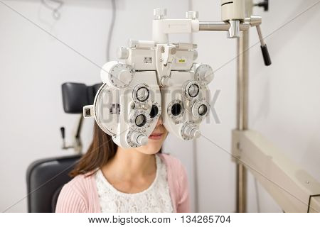 Woman is having eye exam