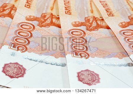 Scattering Five Thousandth Banknotes Russia