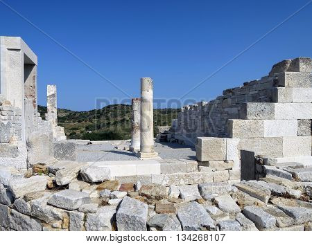 Ancient Demeter temple ruins in Naxos island