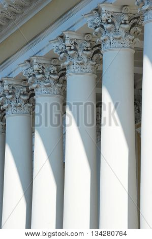 St. Petersburg, Russia, 9 September: Columns On The Facade Of The Alexandrinsky Theatre In St. Peter