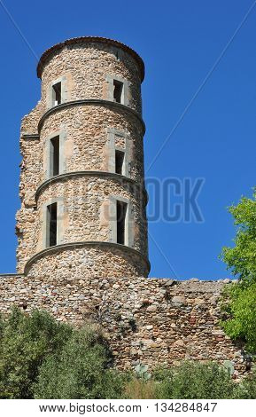 Grimaud France - april 16 2016 : the picturesque historical castle