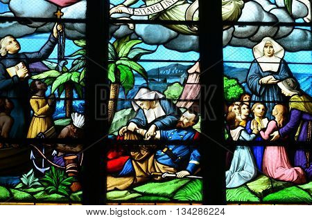 Magny en Vexin France - march 14 2016 : the historical church