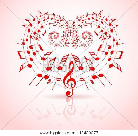 Alla hjärtans dag musiktema - anteckningar som har ett hjärta