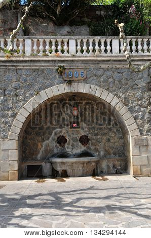 Ramatuelle France - april 16 2016 : the Ormeau square fountain