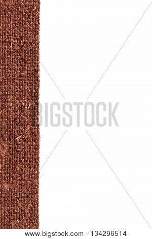 Textile frame fabric interior brown canvas bag material dirty background