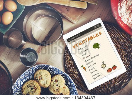 Vegetables Nutrition Shopping List Concept