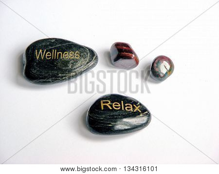 Relax and wellness stone with white isolated background