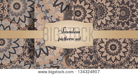 Mandala Seamless Patterns Set. Islam, Arabic, Indian, Ottoman Motifs.