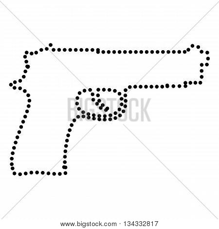 Gun sign illustration. Dot style or bullet style icon on white.