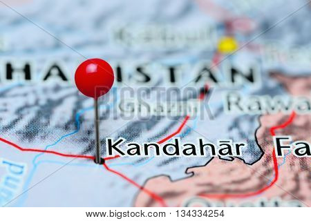 Kandahar pinned on a map of Afghanistan