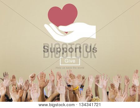 Support us Welfare Volunteer Donations Concept