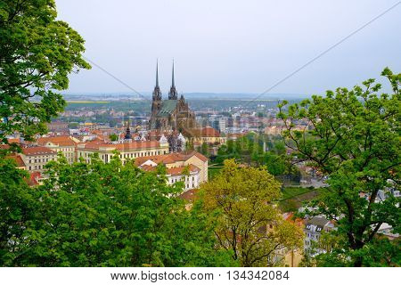 Brno day time old city landscape from Spilberk Castle