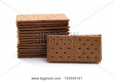 chocolate flavor sandwich biscuits on a white background