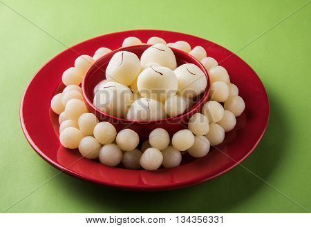 Bangladesh or india's favourite sweet rasgulla or rosogulla,  bengal sweets, made of milk / khoya, sweet meets