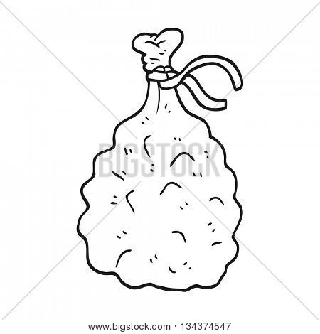 freehand drawn black and white cartoon sack 