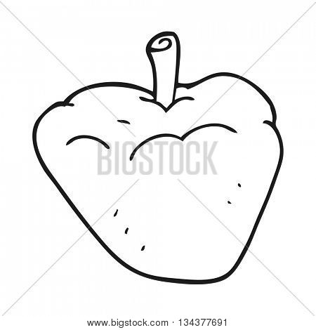 freehand drawn black and white cartoon organic apple