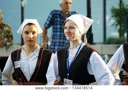 Montenegro, Herceg Novi - 28/05/2016: Girls of the folk ensemble 