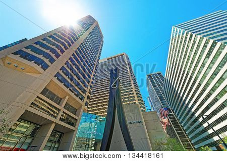 Clothespin Sculpture And Skyscrapers Of Philadelphia City Center