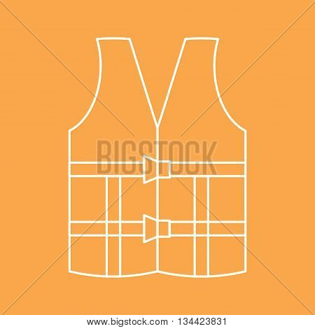 The icon of the lifejacket on an orange background. Vector illustration.