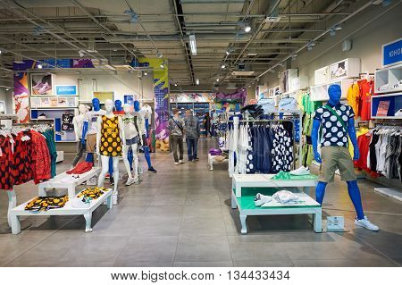 SAINT PETERSBURG, RUSSIA - CIRCA JULY, 2015: inside the store in Galeria shopping center. Galeria is major shopping and entertainment center is located in downtown of St. Petersburg
