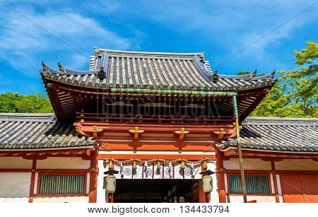 View of Tamukeyama Hachimangu Shrine in Nara, Japan