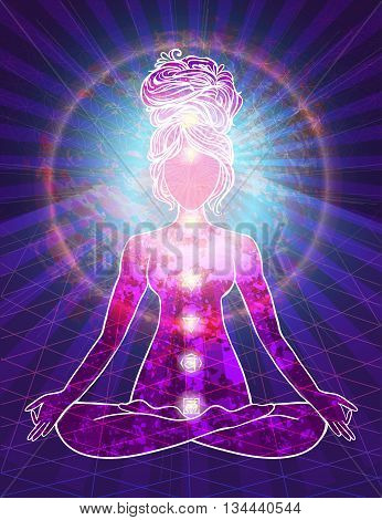 Yoga is a set of different spiritual, mental and physical practices beautiful card with Vector yoga. Card for design textile textures logos web sites. Medallion, yoga, india, arabic